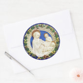 MAAGD MET KIND, Floral Christmas Crown Ronde Sticker (Envelop)
