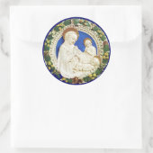 MAAGD MET KIND, Floral Christmas Crown Ronde Sticker (Tas)