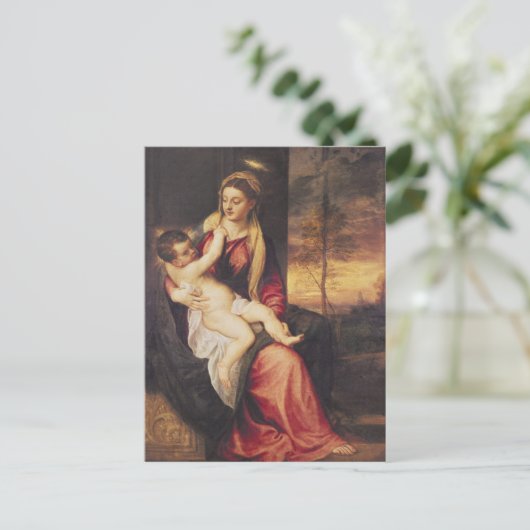 Maagd met kind op zonsondergang, 1560 briefkaart (Staand voorkant)