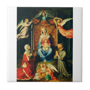 Maagd met Kind, St. Adelheid en St. Franciscus Tegeltje
