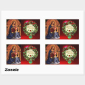 MAAGD MET KINDEREN EN HEILIGEN MONOGRAM Groene Sma Rechthoekige Sticker (Vel)