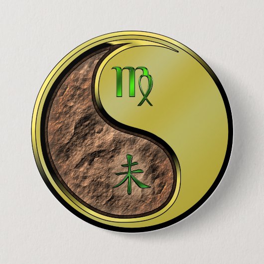 Maagd & Metaal Geit Ronde Button 7,6 Cm (Voorkant)