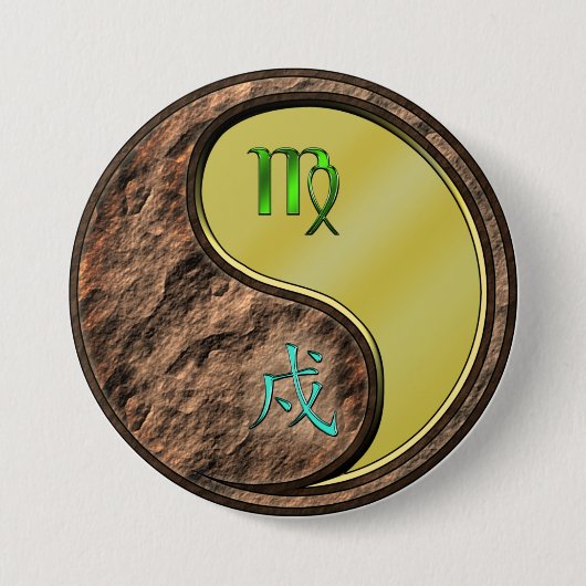Maagd & Metaal Hond Ronde Button 7,6 Cm (Voorkant)