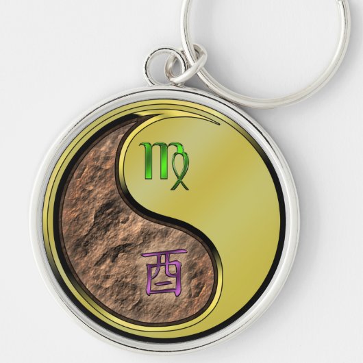 Maagd & Metalen Haan Sleutelhanger (Voorkant)