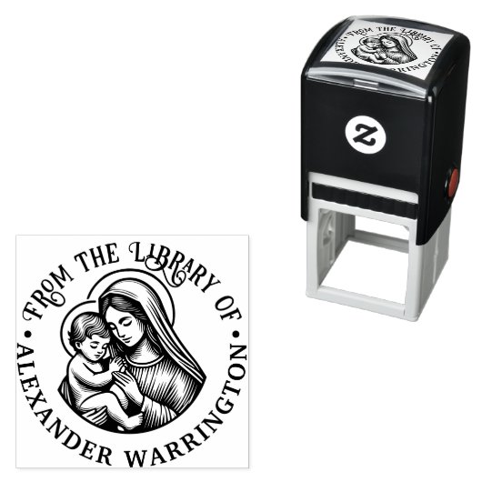 Maagd Moeder Maria Baby Jezus #3 Bibliotheek Boekn Zelfinktende Stempel (In situ)