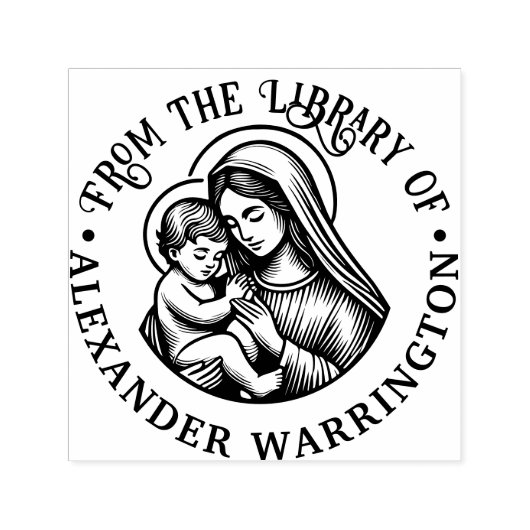 Maagd Moeder Maria Baby Jezus #3 Bibliotheek Boekn Zelfinktende Stempel (Design)