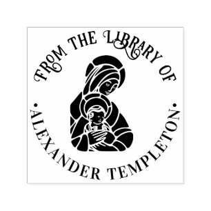 Maagd Moeder Maria Baby Jezus Bibliotheek Boek Naa Zelfinktende Stempel