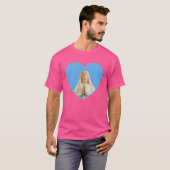 Maagd Moeder Maria Bidden Blauw Hart retro T-shirt (Voorkant volledig)