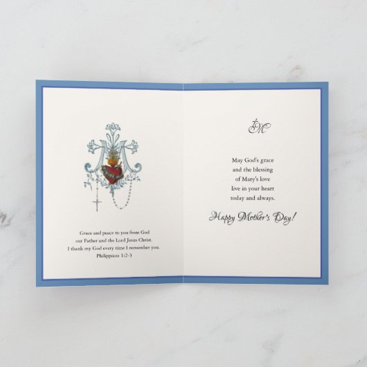 Maagd Moeder Maria Katholieke Moederdag Kaart (Binnen)