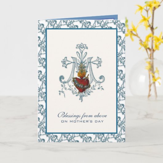 Maagd Moeder Maria Katholieke Moederdag Kaart (Gele Bloem)