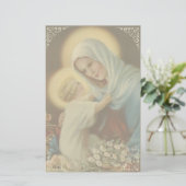 Maagd moeder Mary met Baby Jesus Daisies Briefpapier (Staand voorkant)