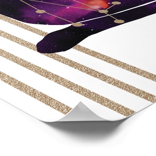 Maagd Paarse gouden vrouwelijk dierenriem ontwerp Poster (Hoek)