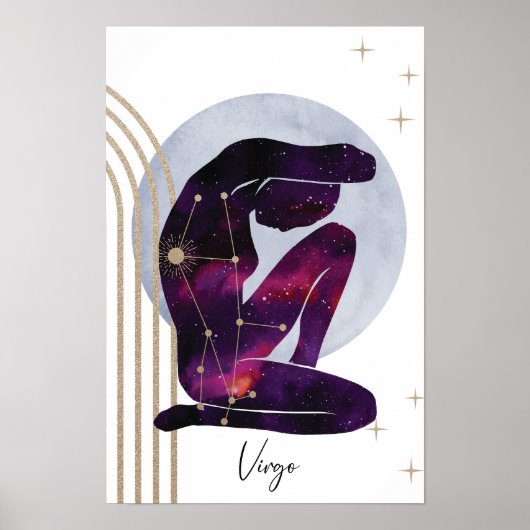 Maagd Paarse gouden vrouwelijk dierenriem ontwerp Poster (Voorkant)