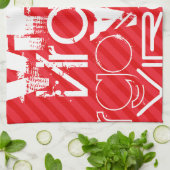 Maagd; Scarlet Red Stripes Theedoek (Gevouwen)