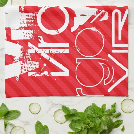 Maagd; Scarlet Red Stripes Theedoek (Gevouwen)