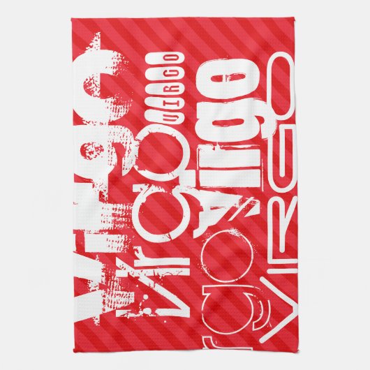 Maagd; Scarlet Red Stripes Theedoek (Verticaal)