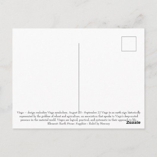 Maagd September Verjaardag Post Kaart (Achterkant)