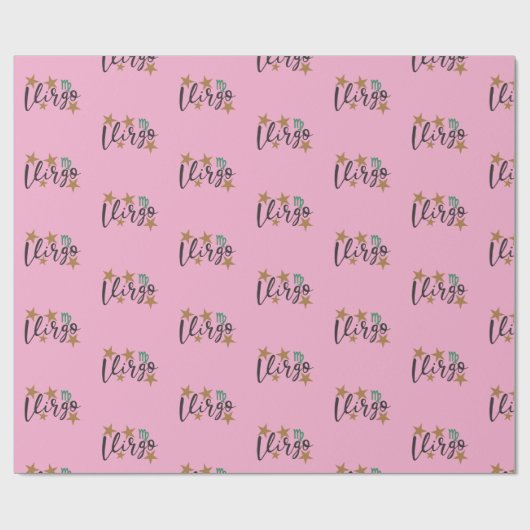 Maagd Sterren Teken Inpakpapier Roze Achtergrond (Vlak)