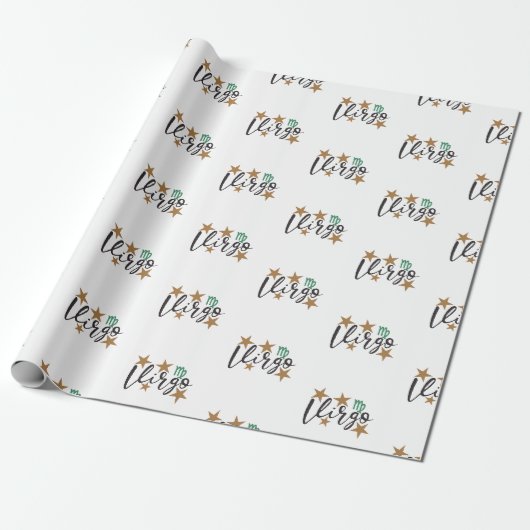 Maagd Sterren Teken Verpakking Papier Witte Achter (Uitgerold)