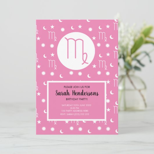 Maagd sterrenbeeld aarde teken uitnodiging templat (Staand voorkant)