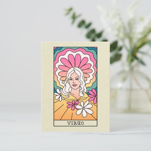 Maagd Sterrenbeeld Abstracte Kunst Vintage Briefkaart (Staand voorkant)