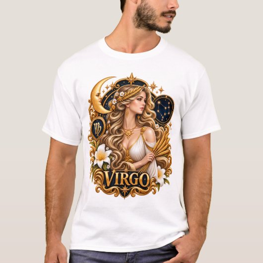Maagd Sterrenbeeld Astrologie Hemelse Maagd T-shirt (Voorkant)