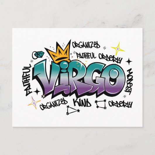 Maagd sterrenbeeld graffiti briefkaart (Voorkant)