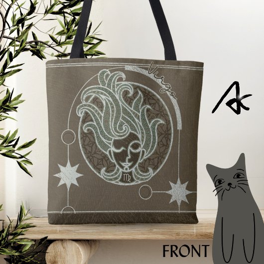 Maagd sterrenbeeld Groen en Bruin Mandala Tote Bag