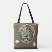 Maagd sterrenbeeld Groen en Bruin Mandala Tote Bag (Achterkant)