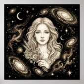 Maagd Sterrenbeeld Hemellichamen Astrologie Poster (Voorkant)