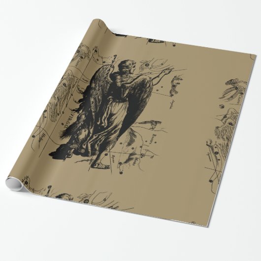 Maagd sterrenbeeld Hevelius etsstijl Cadeaupapier (Uitgerold)