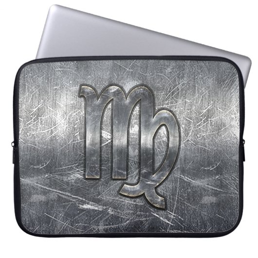 Maagd-sterrenbeeld in zilveren distressed stijl laptop sleeve (Voorkant)