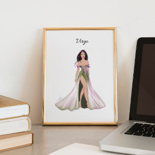 Maagd, sterrenbeeld, mode schets, poster