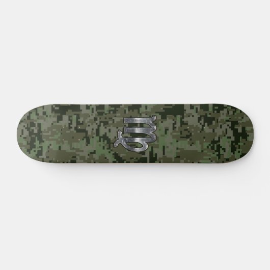 Maagd-sterrenbeeld op olijfgroene digitale camoufl skateboard (Horizontaal)