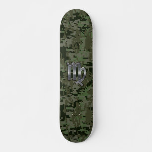 Maagd-sterrenbeeld op olijfgroene digitale camoufl skateboard