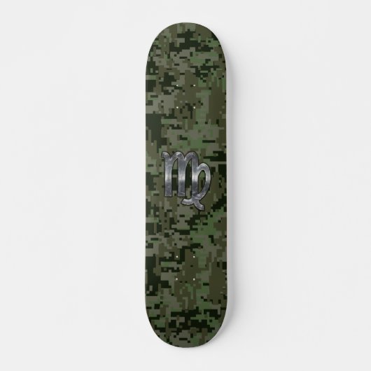 Maagd-sterrenbeeld op olijfgroene digitale camoufl skateboard (Voorkant)