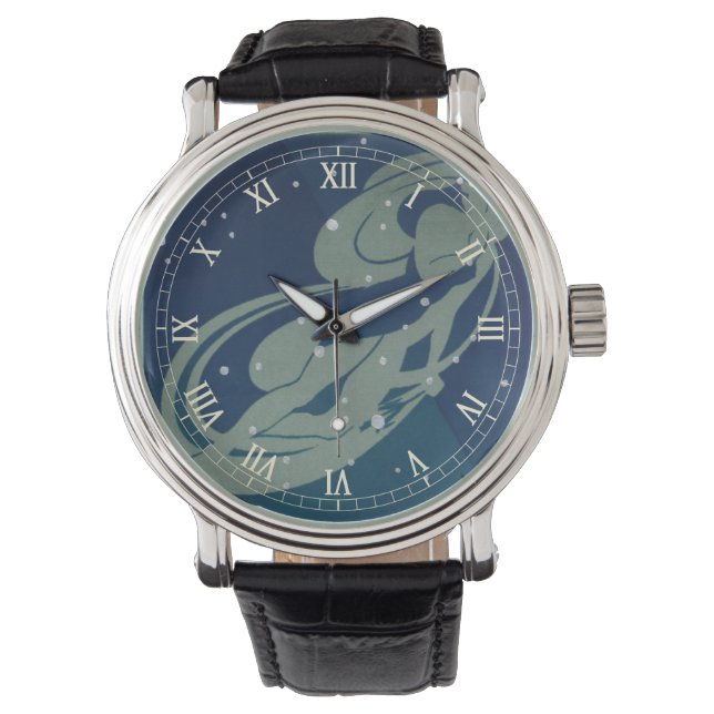 Maagd Sterrenbeeld Vintage Zodiac Astrologie Horloge (Voorkant)