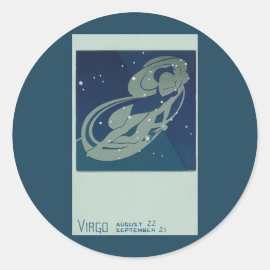 Maagd Sterrenbeeld Vintage Zodiac Astrologie Ronde Sticker (Voorkant)