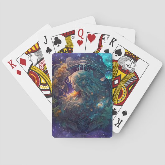 Maagd Sterrenbeeld Watercolorontwerp Pokerkaarten (Achterkant)