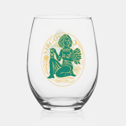 Maagd Sterrenbeeld Wijnglas Zonder Voet (Voorkant)
