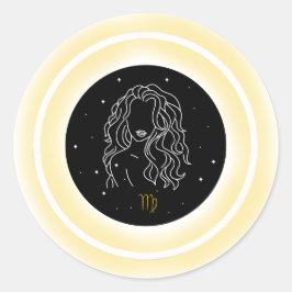 Maagd Symbool – Minimaal Astrologie Embleem Ronde Sticker