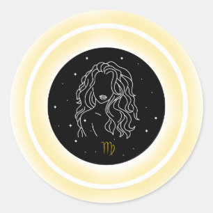 Maagd Symbool – Minimaal Astrologie Embleem Ronde Sticker