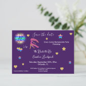 Maagd-teken & Disco Bal Bachelorette-feest Save The Date (Staand voorkant)
