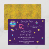 Maagd-teken & Disco Bal Bachelorette-feest Save The Date (Voorkant / Achterkant)