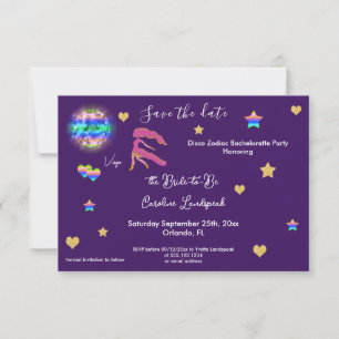 Maagd-teken & Disco Bal Bachelorette-feest Save The Date