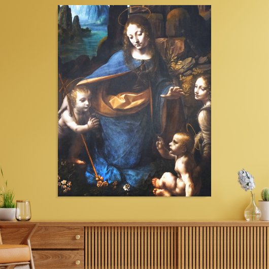 Maagd van de Rocks Canvas print (Insitu (Woonkamer))