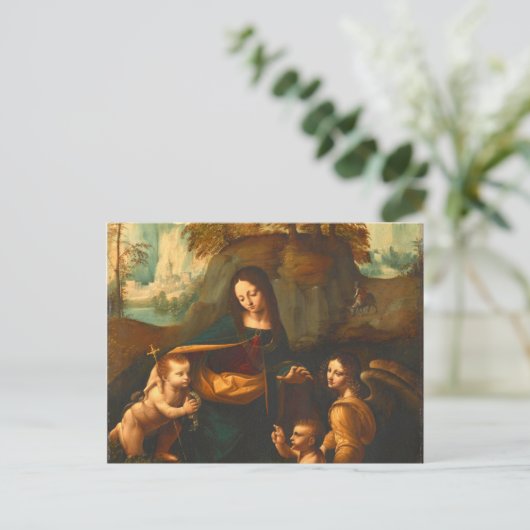 Maagd van de Rocks door Leonardo da Vinci Briefkaart (Staand voorkant)