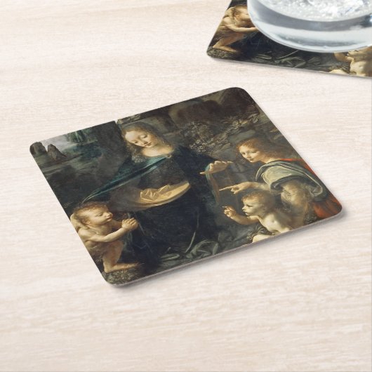 Maagd van de Rocks, Leonardo da Vinci Kartonnen Onderzetters (Schuin)