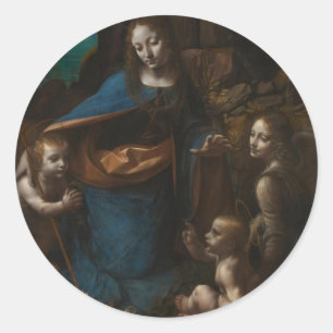 maagd van de rotsen ronde sticker