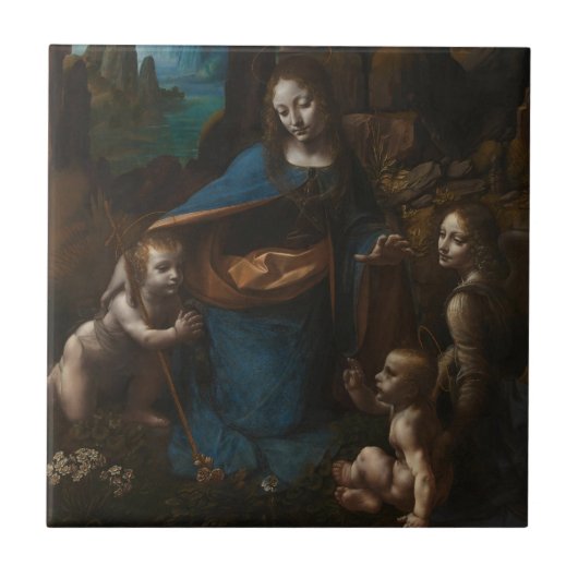 maagd van de rotsen tegeltje (Voorkant)